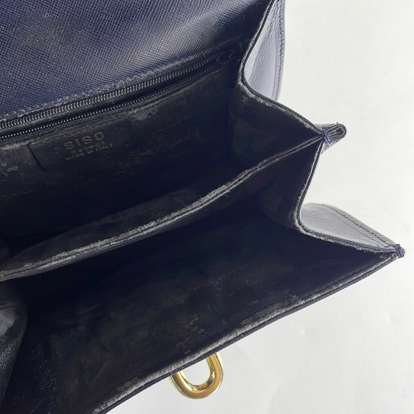 Vintage SISO Made in Italy Handbag Navy Blue - Picture 11 of 16